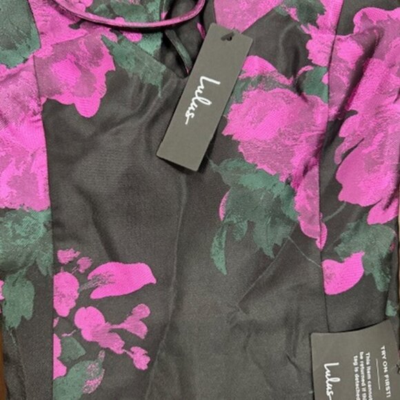 NWT Lulus Setting the Mood Black Floral Jacquard Mini Shift Dress (size S) - Picture 7 of 10